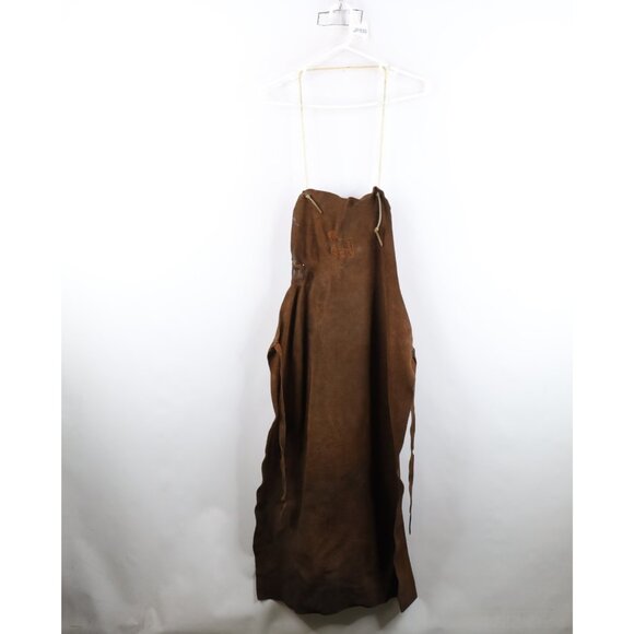 Vintage 70s Streetwear Mens Large Distressed Suede Leather Welders Work Apron - Picture 1 of 16
